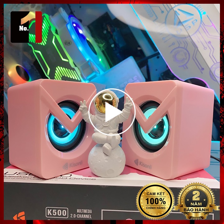 Cute Pink Mini Desktop Speaker RGB LED Genuine 2.0 KISONLI L1040