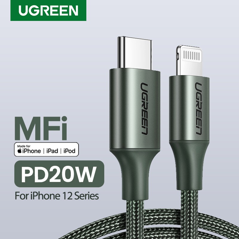 Ugreen MFi USB C to Lightning iPhone Charger Cable for iPhone 12 mini Pro Max 8 PD 18W 20W Fast