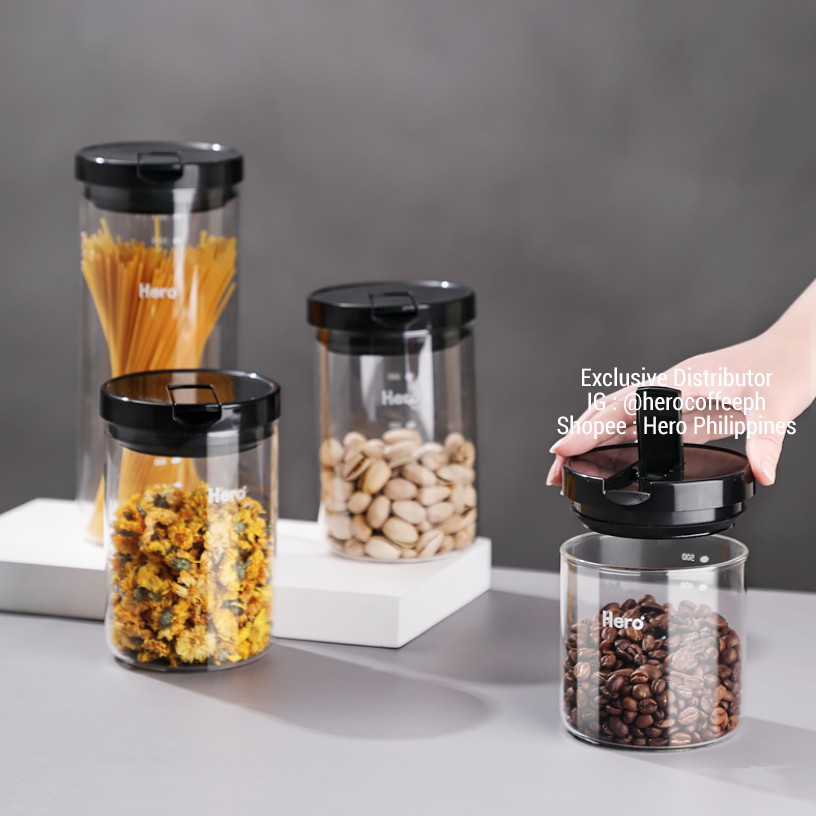 Hero Vacuum Sealed Glass Jar Borosilicate Heat Resistant Glass Airtight Glass Canister