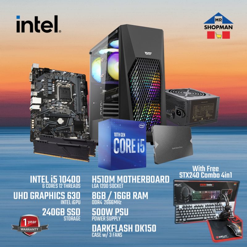 Intel Core i5 10400 Processor w/ H510M Motherboard Desktop Computer PC