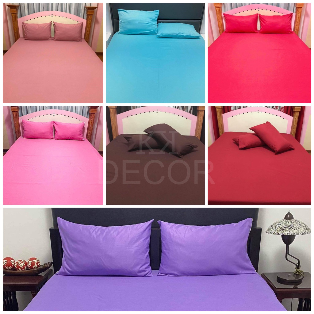 Plain Bed Sheet Full Garter Canadian Cotton (Blue, Red, Green, Pink
