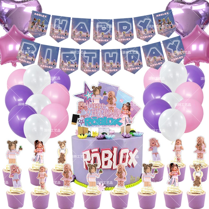 64pcs ROBLOX Theme Party Decoration Set Kids Baby Birthday Party Needs