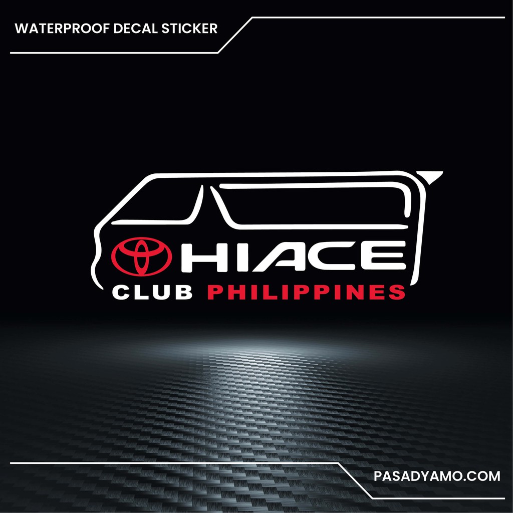 Toyota HiAce Club Philippines Logo Decal Sticker for Cars Motorcycles