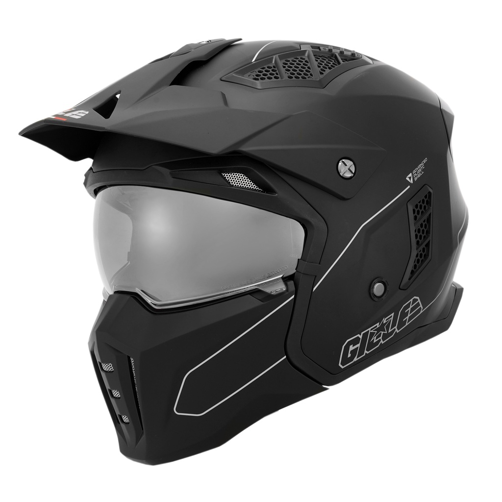 Gille Squadron Solid Full Face Dual Sports Convertible to Half Face