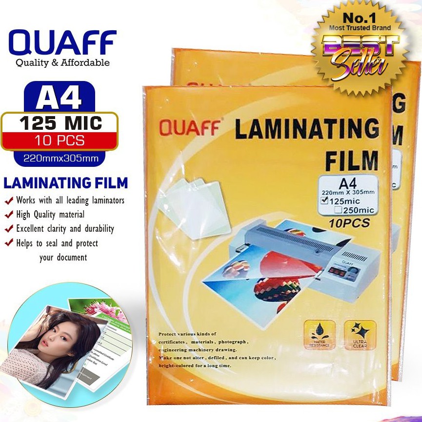 QUAFF Laminating Film A4/SHORT/LONG 125MIC&250MIC10PCS Shopee