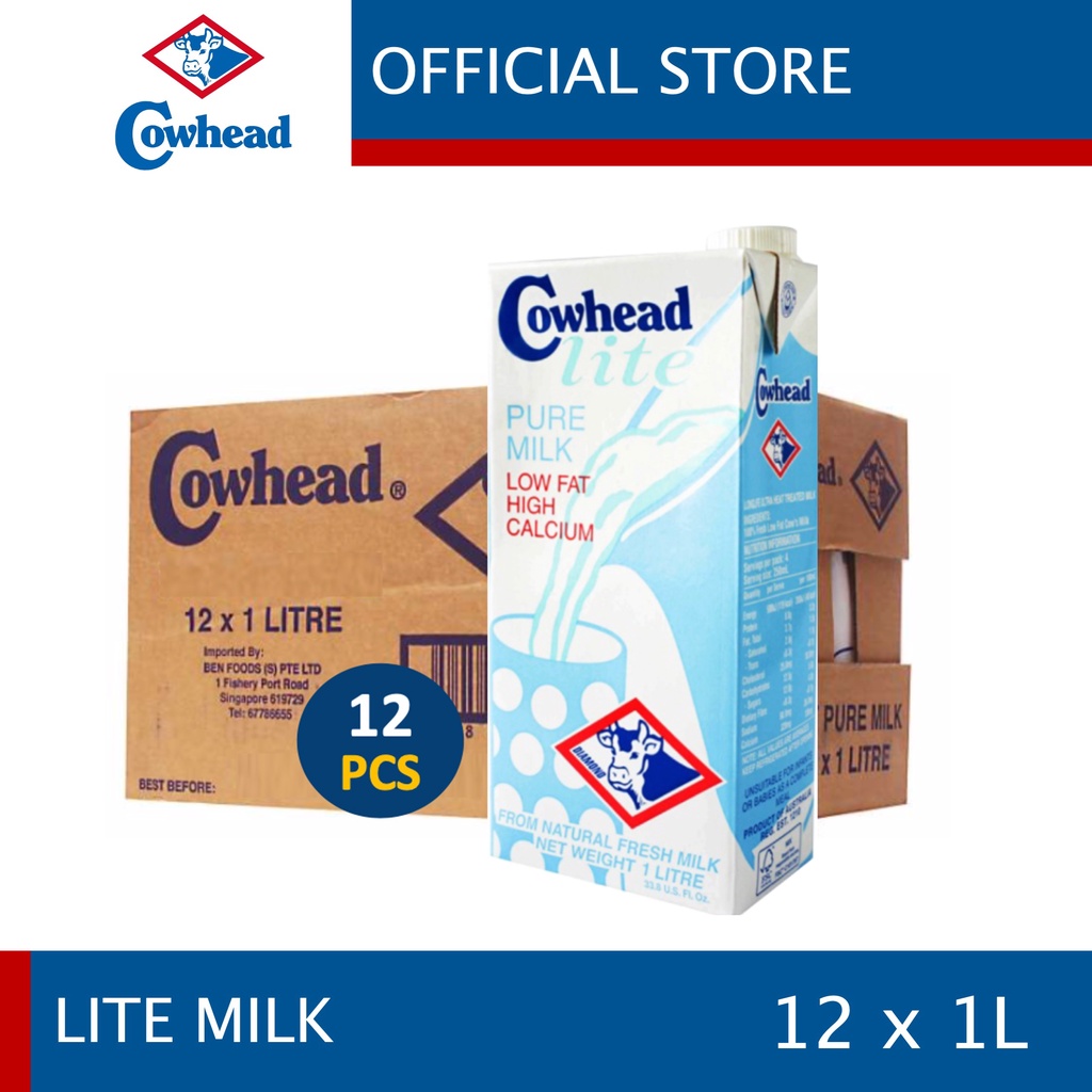 Cowhead Lite UHT Pure Milk 12 x 1L [Cowhead Fresh Milk UHT Full