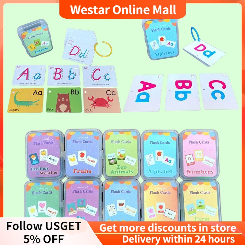 Flash Cards Baby Montessori Preschool English Learning Educational
