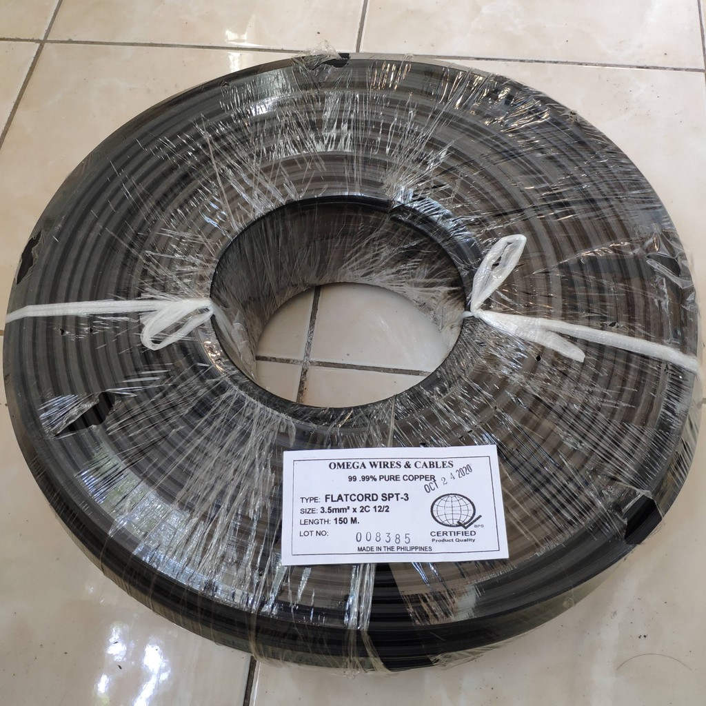 Heavy Duty Electrical Extension Wire Flat Cord 12/2 AWG 12 Black Per