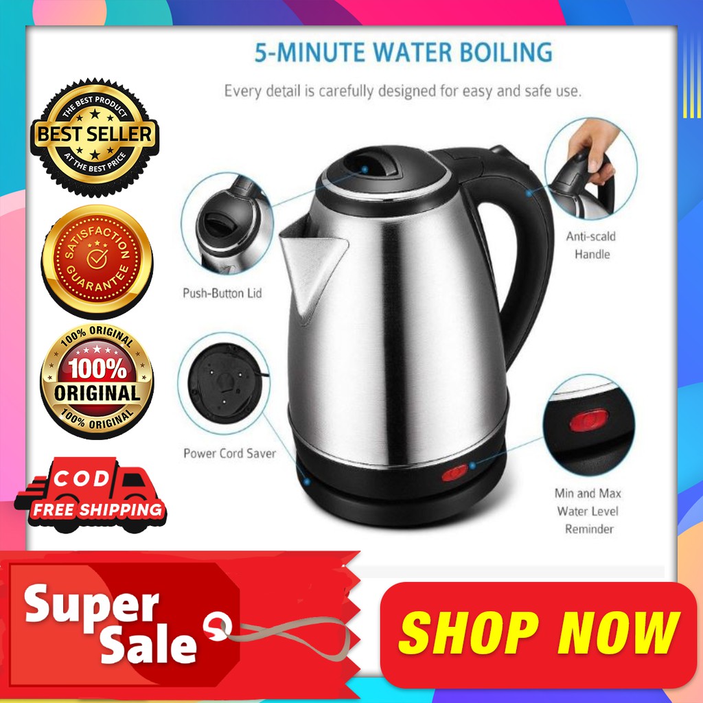 Original Scarlett Stainless Steel Electric Heat Kettle 2.0 Liters Easy