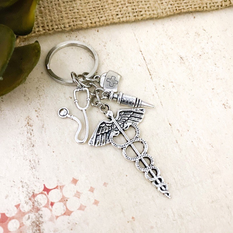 Doctor Keychain • Medical Keychain • Stethoscope Keychain • Syringe