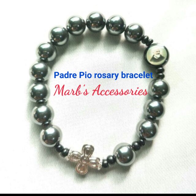 PADRE PIO ROSARY BRACELET(GENUINE HEMATITE STONE) Shopee Philippines