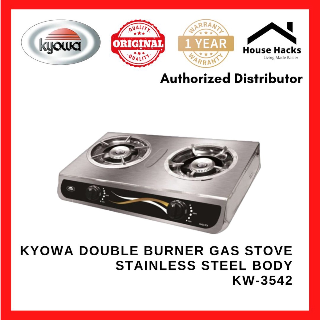 Kyowa Double Burner Gas Stove Stainless Steel body KW3542 (House Hacks