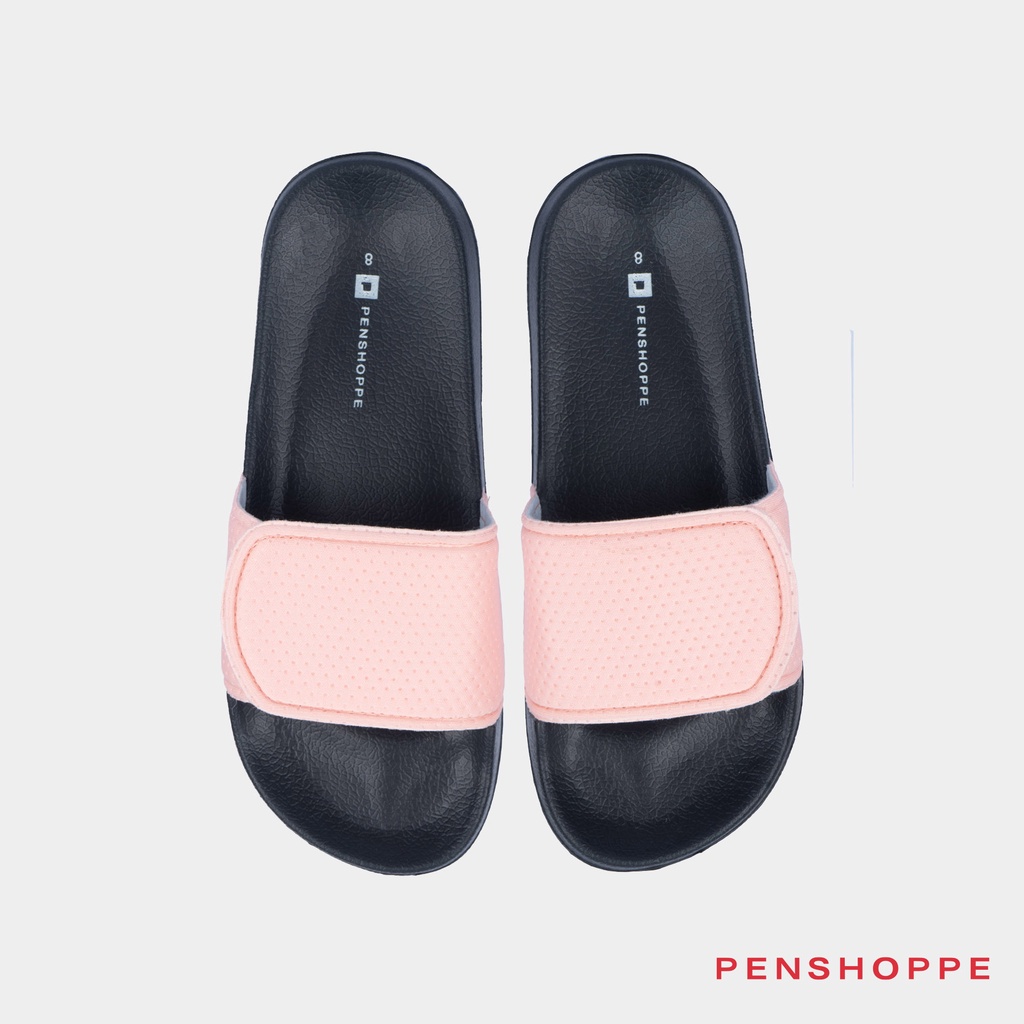 Velcro Slides Slippers For Women (Black/Gray) Shopee