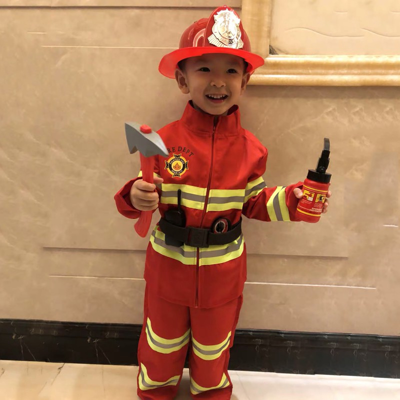 Teenager Fireman Sam Uniform Children Halloween Cosplay Firefighter