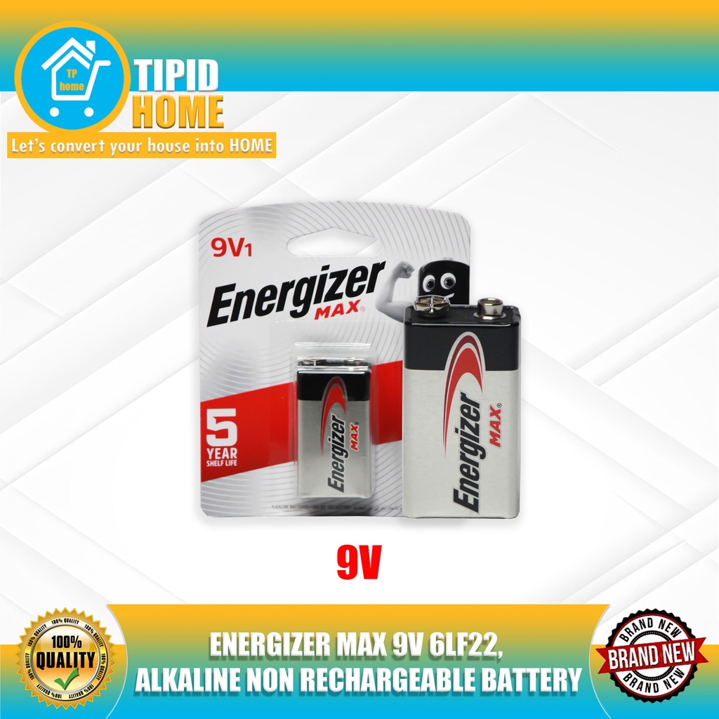 ENERGIZER MAX 9V 6LF22, ALKALINE NON RECHARGEABLE BATTERY Shopee