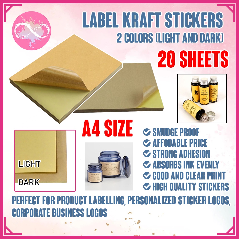 A4 Brown Kraft Paper Sticker Self Adhesive Inkjet Laser Printing Labels Shopee Philippines