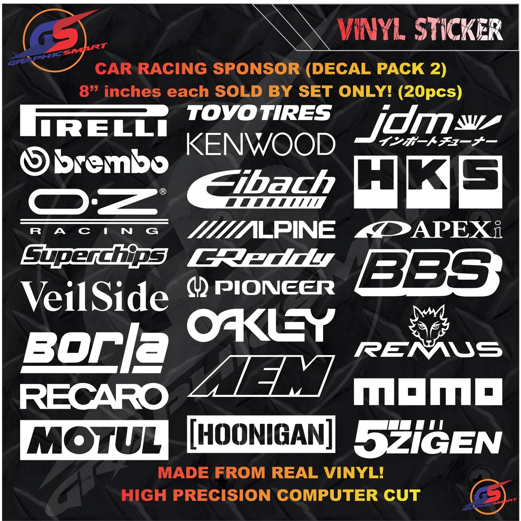 Racing Sponsor Brand Logos Vinyl Sticker Pack (Vintage Stickers For