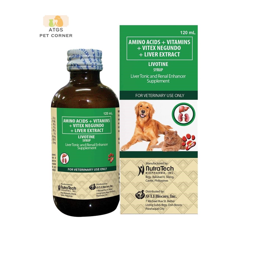 LIVOTINE Liver Tonic and Renal Enhancer Supplement Syrup for Dogs and Cats 60ml and 120ml