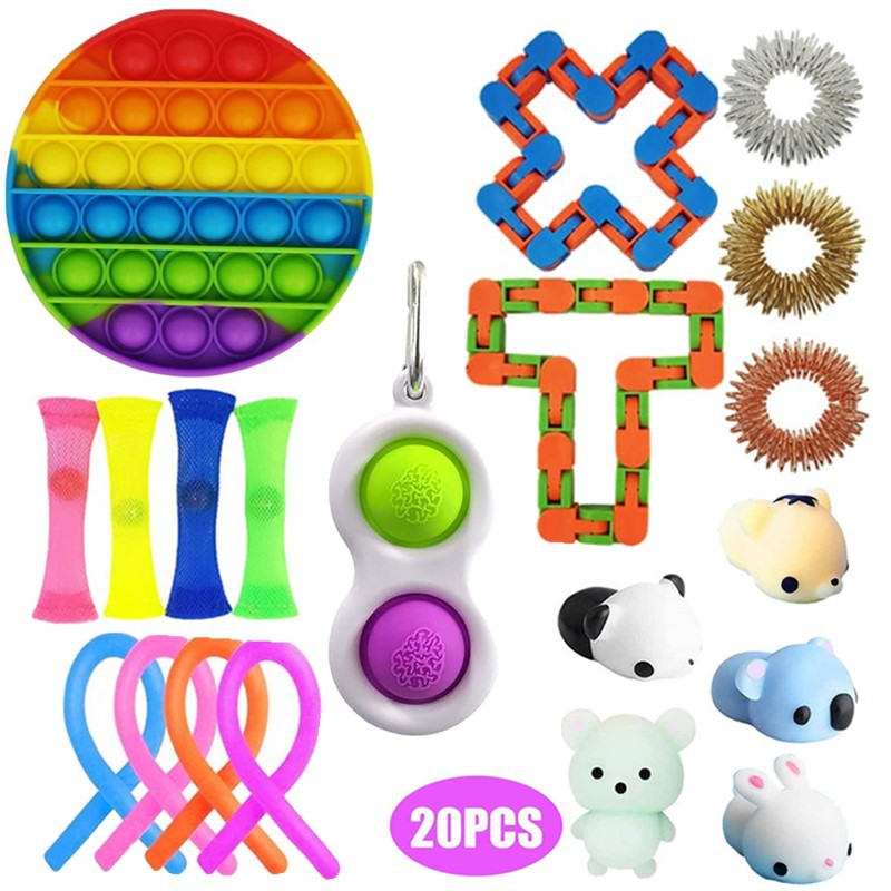 20PCS Fidget Toy Set Sensory Fidget Toys Handheld Mini Fidget Toy Fidget Simple Dimple Toy