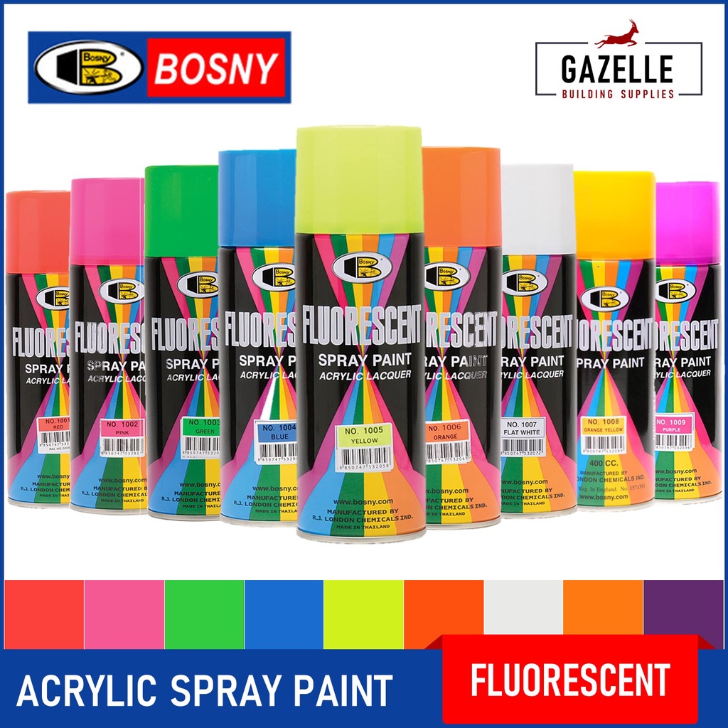 Bosny Fluorescent Spray Paint Fluorescent Colors 400cc / 400ml
