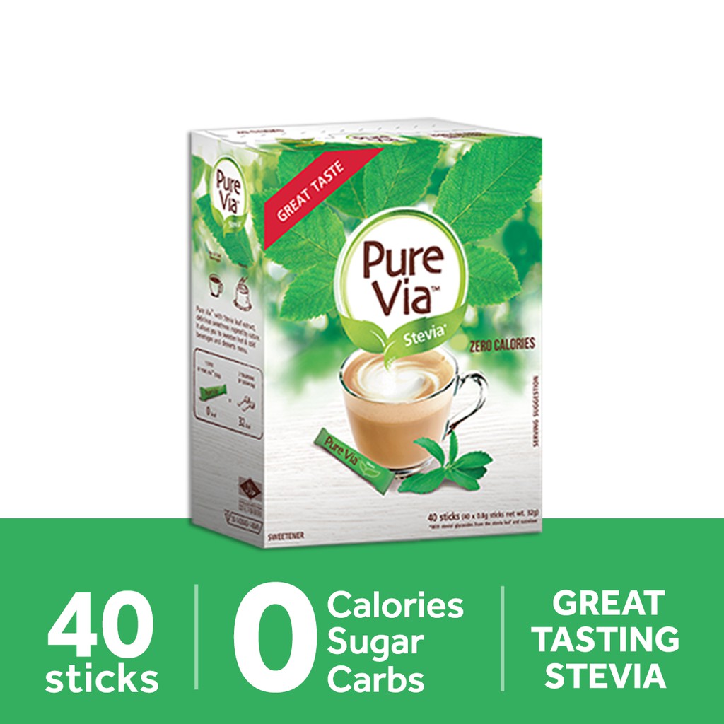 Pure Via Stevia Zero Calorie Sweetener 40 Sticks Shopee Philippines