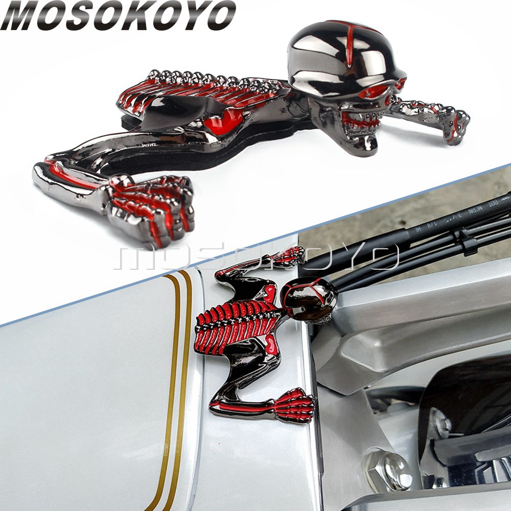 7" 5.75" Headlight Visor Spotlamp Curved Housing Skeleton Accent Skull