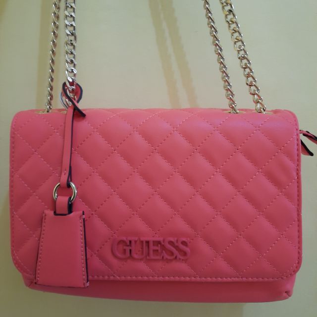 Authentic Guess Elliana Quilted Crossbody Bag (Peach) Shopee Philippines