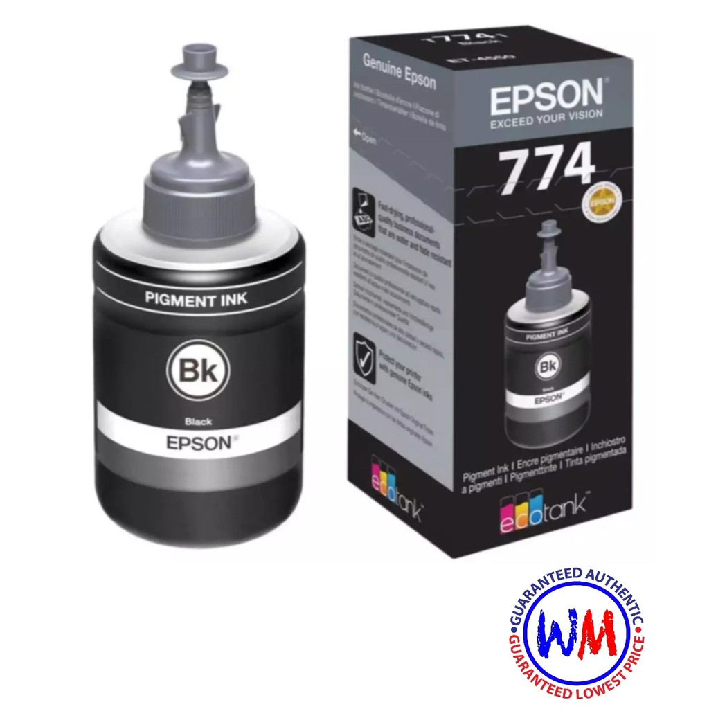 Epson Genuine 774 Pigment Black 140ml Ink for M100/M200 T7741 Shopee
