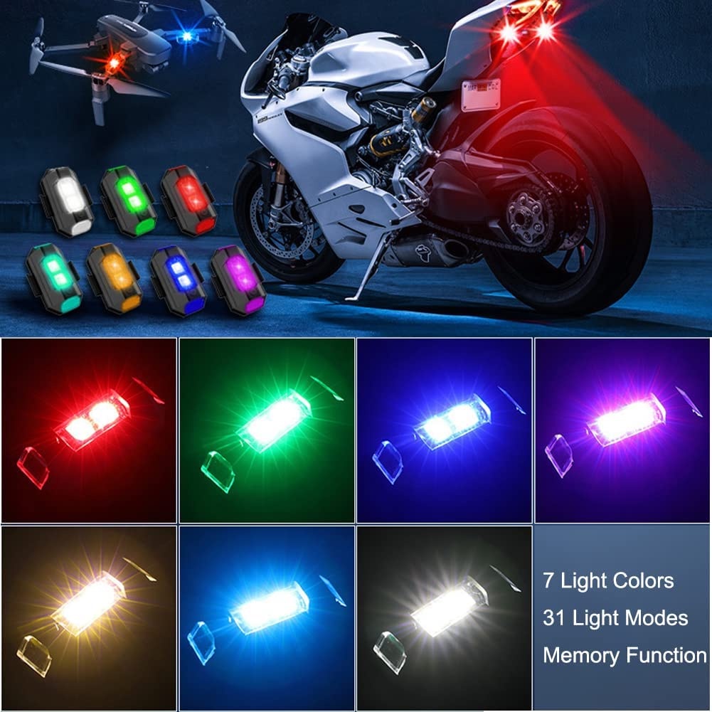 7 color motorcycle bike Rechargeable flashing lights bikes modified universal strobe pilot light