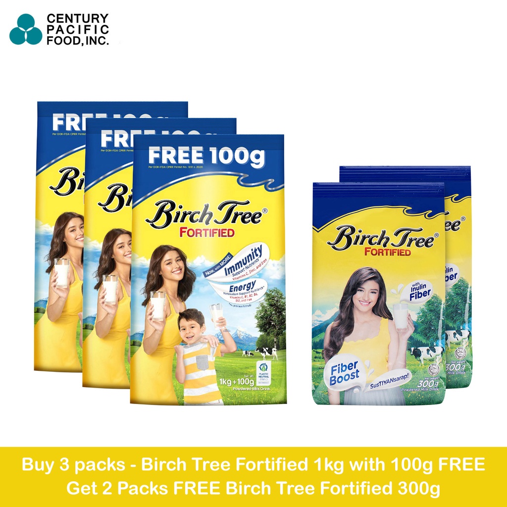 Birch Tree Fortified 1kg + 100g Pack of 3 + Birch Tree Fortified 300g