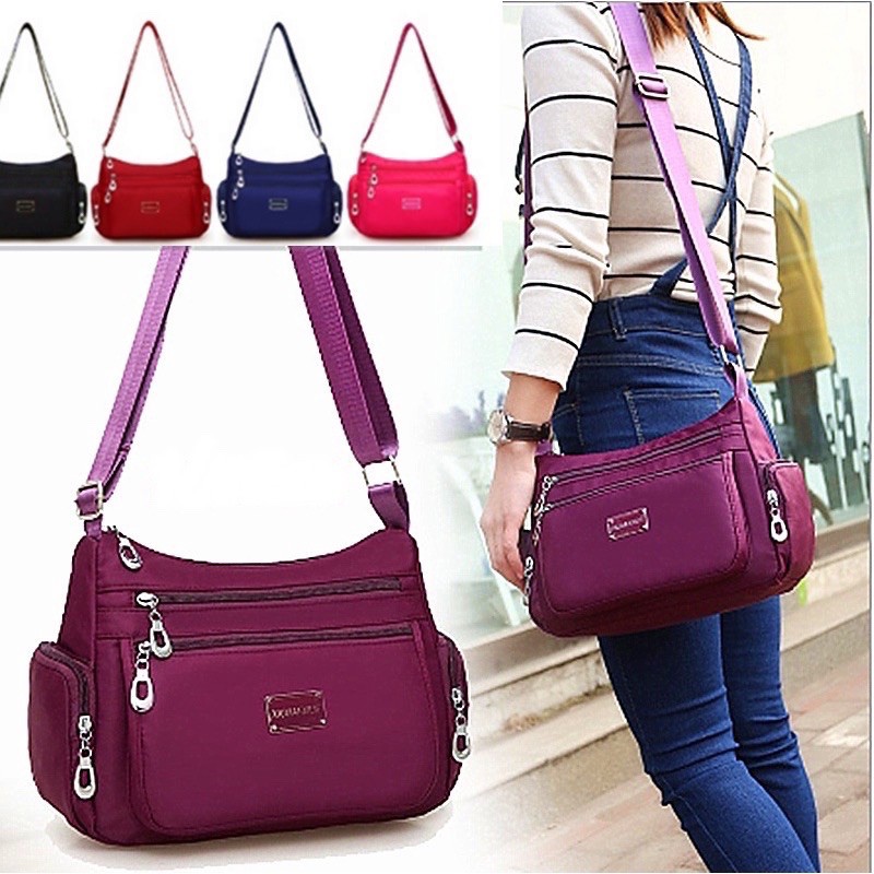 YQY Korean fashion Nylon waterproof Shoulder Sling bag Multizip bag