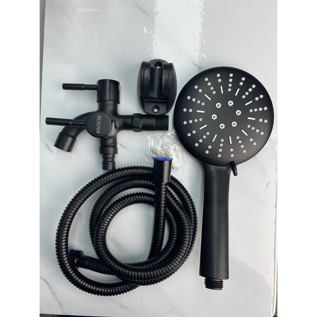 Stainless Shower Set with Faucet 4in1 Black Shower Head Set with Hose