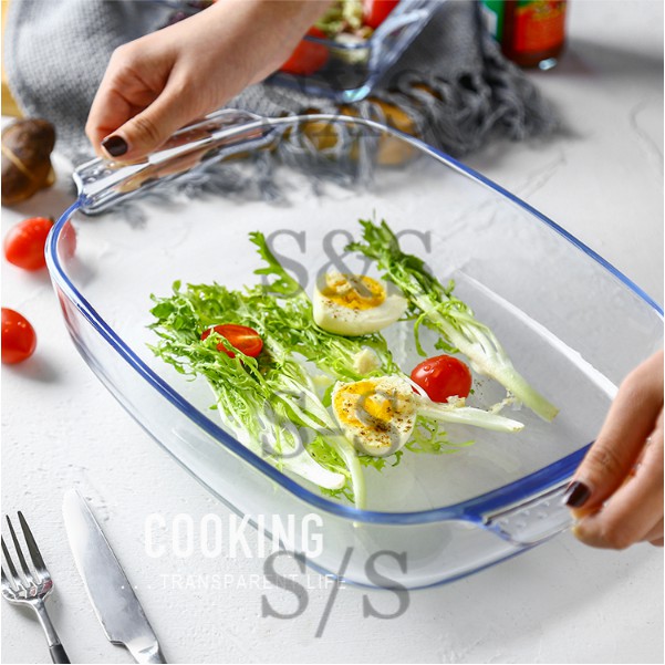 SZH 1.8L Microwavable Tempered Glass Rectangular Bakeware w Handle