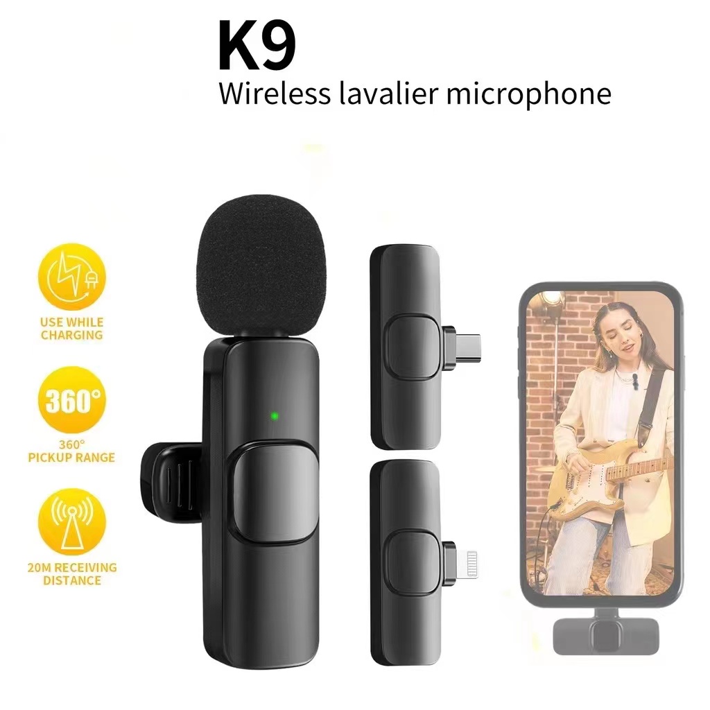 K9 Wireless Lapel Microphone for Phone/Tablet Noise Reduction Lavalier