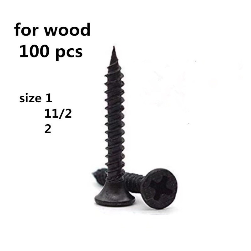 Gypsum Screw/Black Screw for wood and metal (100pcs) Shopee Philippines