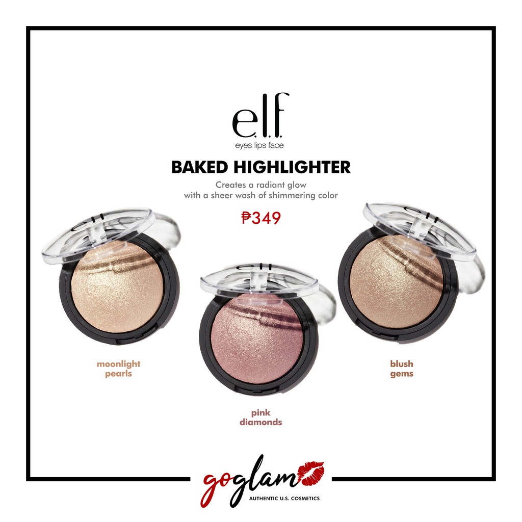 Elf Long Wear Baked Highlighter Blush Gems Apricot Glow Pink Diamonds