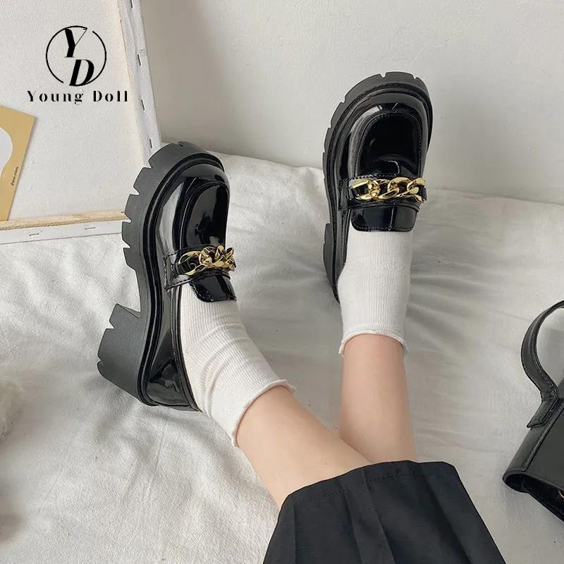 Young 2022 Loafer Shoes with Puffin Sole for Women Girls Black School