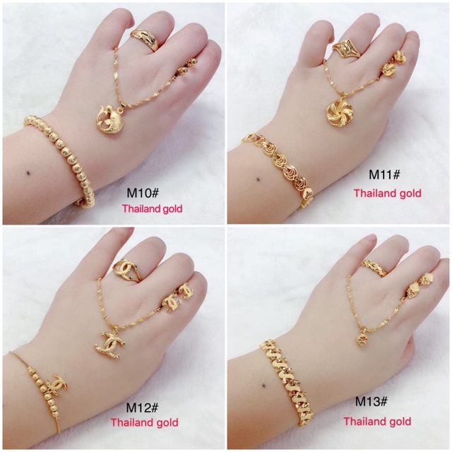 [BY]4 in 1 Fashion Thailand gold Plated Jewelry Set/20 Design Shopee Philippines