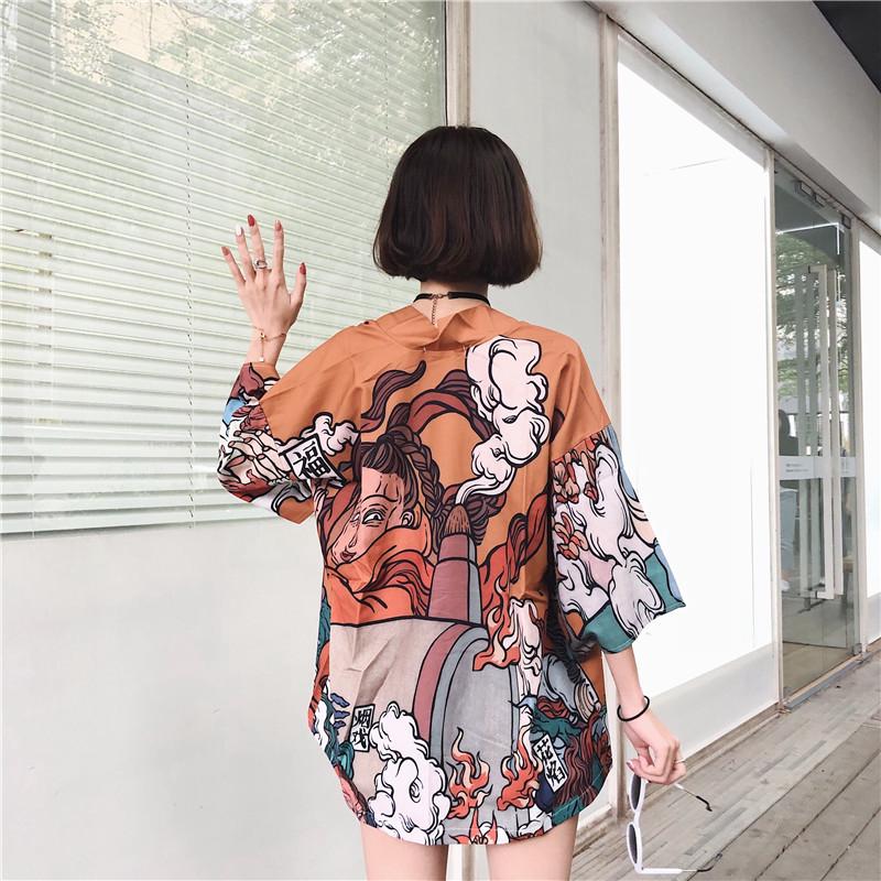 Kimono female summer and Korean version of Ulzzang Wind BF