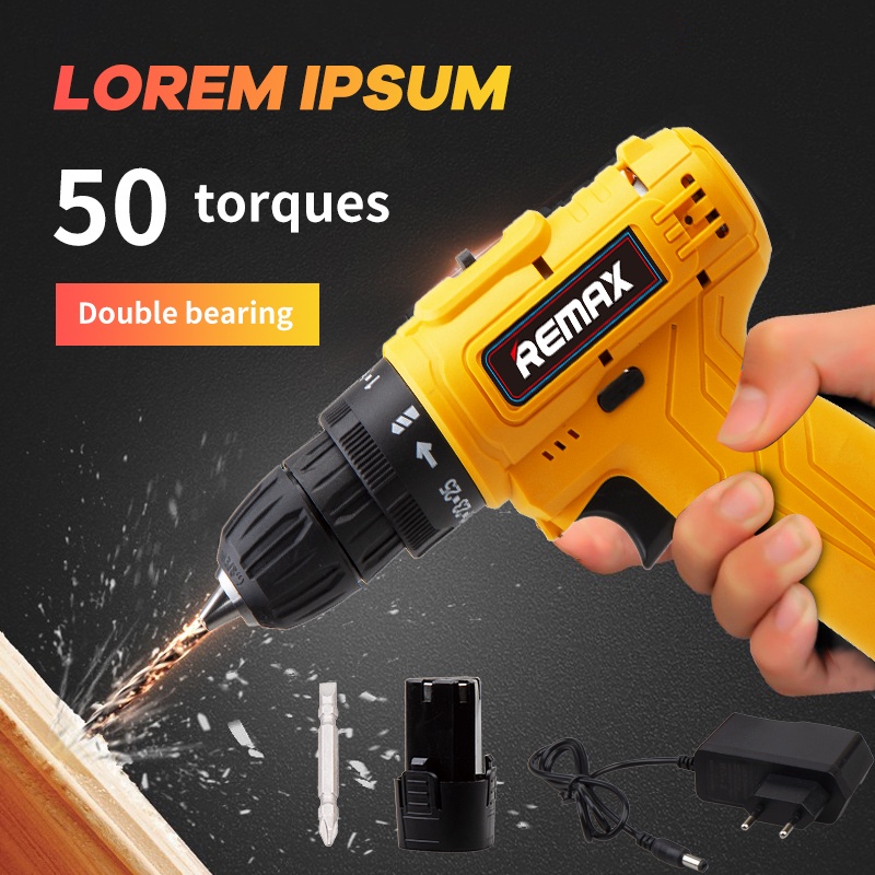REMAX Cordless 12V Electric Drills with 2 Liion Batteries Drill Driver