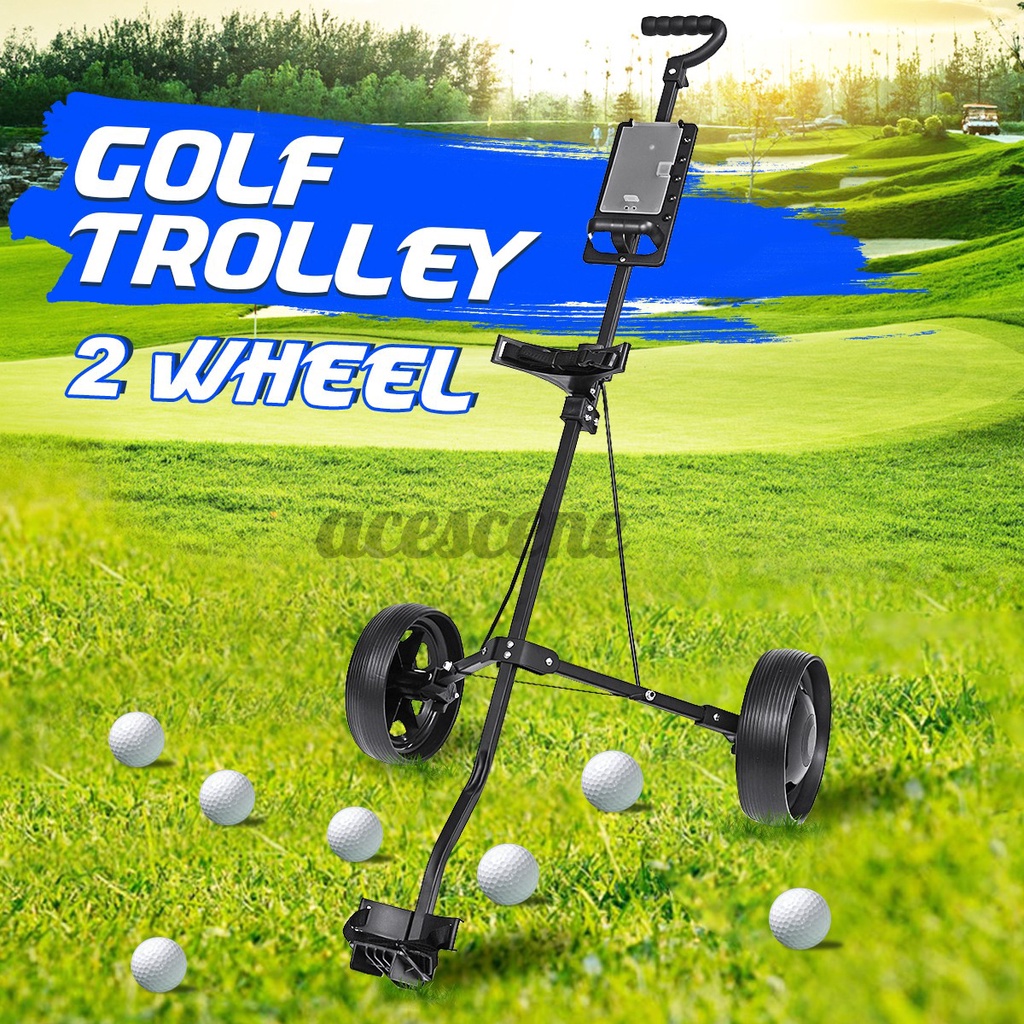 Foldable 2 Wheel Push Pull Golf Club Cart Trolley Lightweight