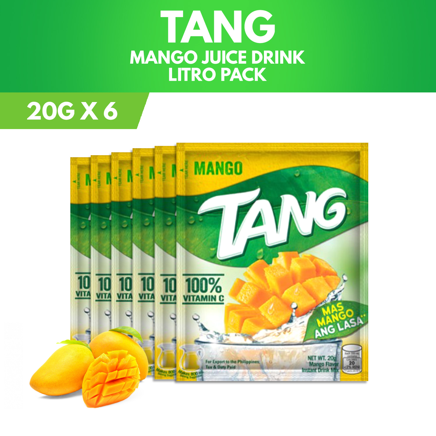 Tang Powdered Juice Mango Litro 20g Pack of 6 Shopee Philippines