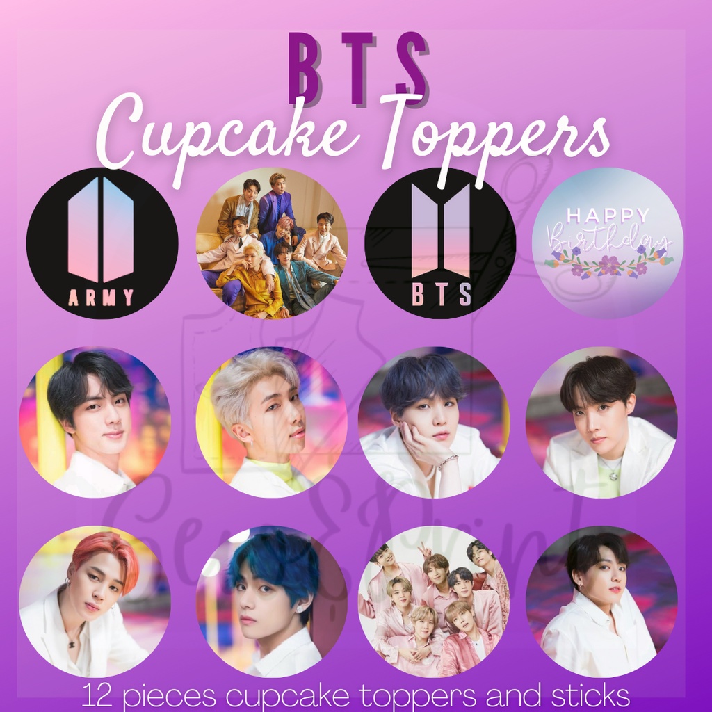 BTS Cupcake Topper 12 pcs with sticks set Shopee Philippines