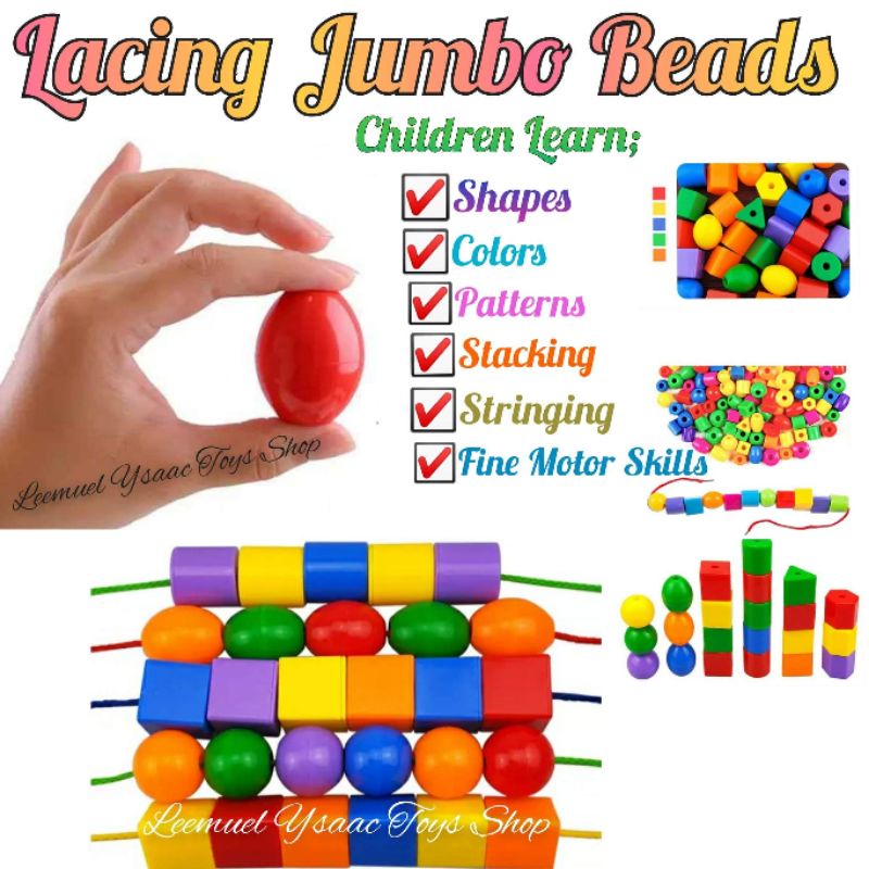 LYTS JUMBO LACiNG BEADS for Fine Motor Development/Sensory/Occupational
