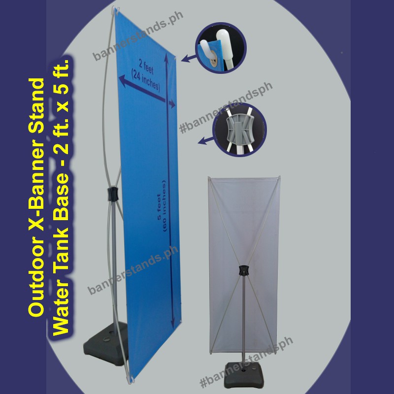X Banner Stand for Outdoor 2 ft x 5 ft Water Tank 2 x 5 2.5kgs