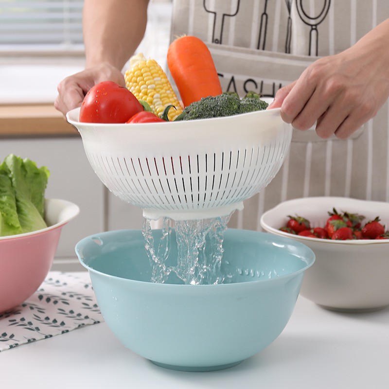 2in1 kitchen vegetable washing basket, fruit and vegetable draining