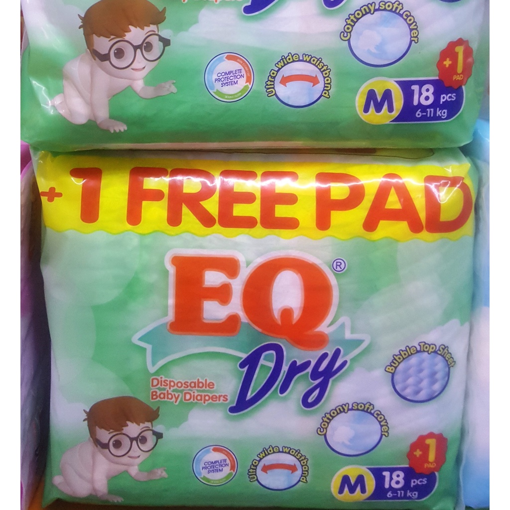 EQ Dry Medium Disposable Diapers Taped 18pcs Shopee Philippines