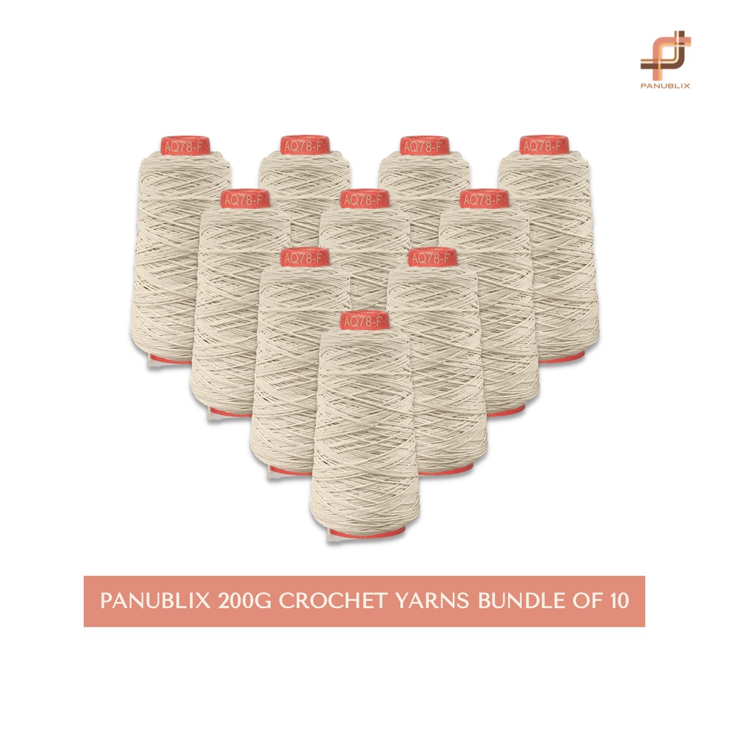 Panublix Bundle of 10 Philippine Undyed Cotton Crochet Yarn 200g