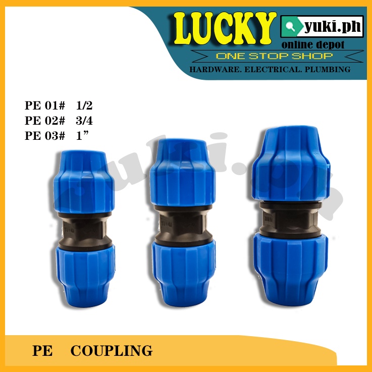 PE COMPRESSION PIPE FITTINGS COUPLING ( 1/2 , 3/4 , 1" ) SOLD PER PIECE