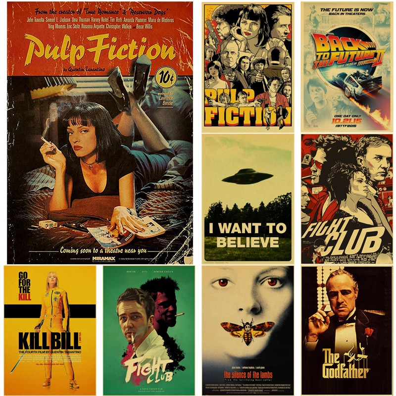 Classic Movie Posters Pulp Fiction Back To The Future Kill Bill Retro